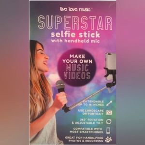 Live. Love. Music Superstar Selfie Stick With Handheld Mic